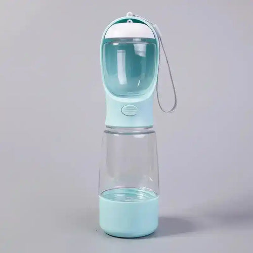 Mint green pet water bottle with clear container, strap loop, and white top lid | PicSEO 1786063192988