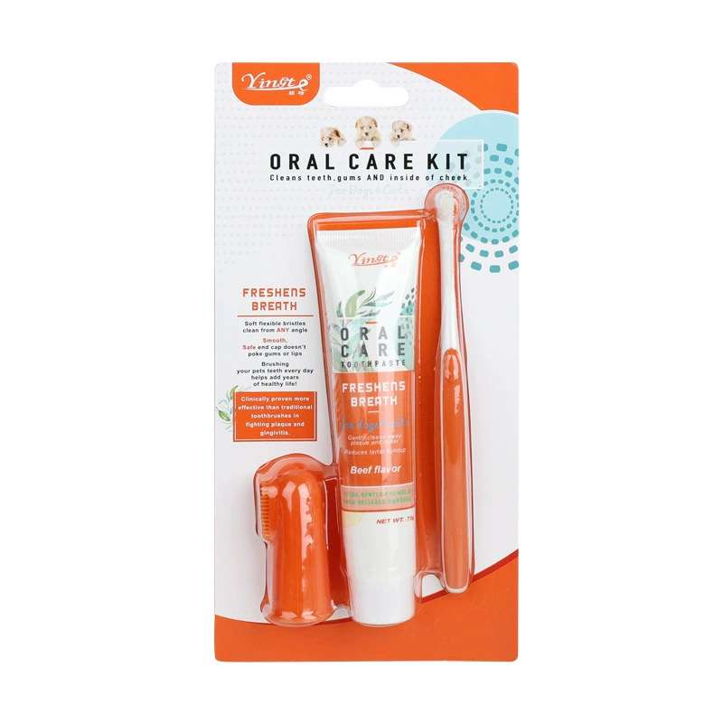 Pet Toothpaste And Toothbrush Set – Enzymatic Plaque Care - Dog Health - TinPaw - Beef - 93354 93355 - SU00349138 - Beef - 93354 93355