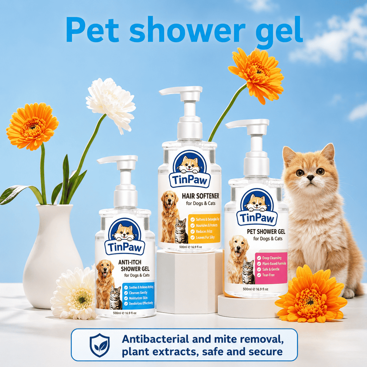 Antibacterial Pet Shampoo for Dogs and Cats 500 ml - Dog Shampoo - TinPaw