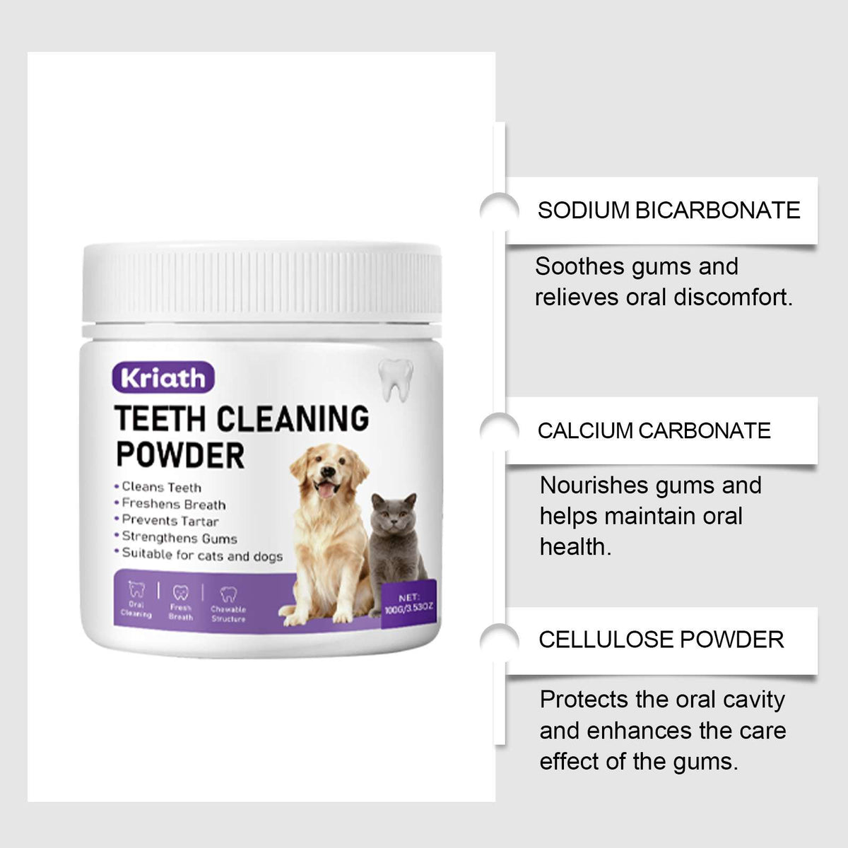 Pet Dental Tooth Powder For Cats And Dogs – Fresh Breath - Dog Health - TinPaw