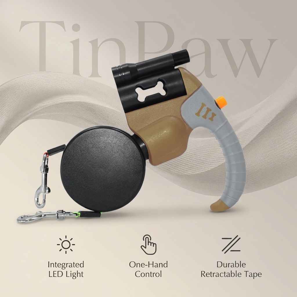 Dual Retractable Dog Leash with LED Light – 3 m Lead - Dog Gear - TinPaw