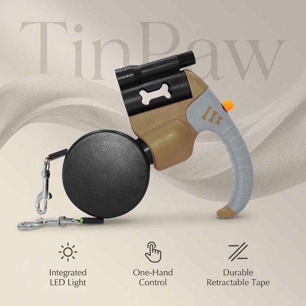Dual Retractable Dog Leash with LED Light – 3 m Lead - Dog Gear - TinPaw