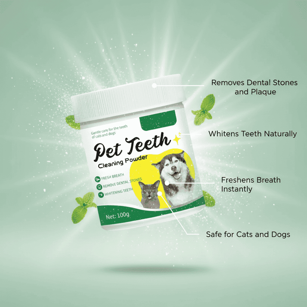 Pet Dental Cleaning Powder – Fresh Breath & Plaque Care - Dog Health - TinPaw