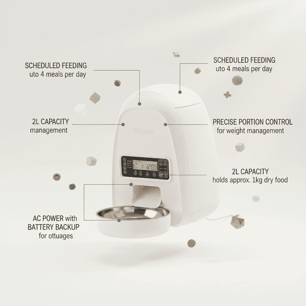 Automatic Pet Feeder 2L – Scheduled, Portion Control - Automatic Pet Feeder - TinPaw