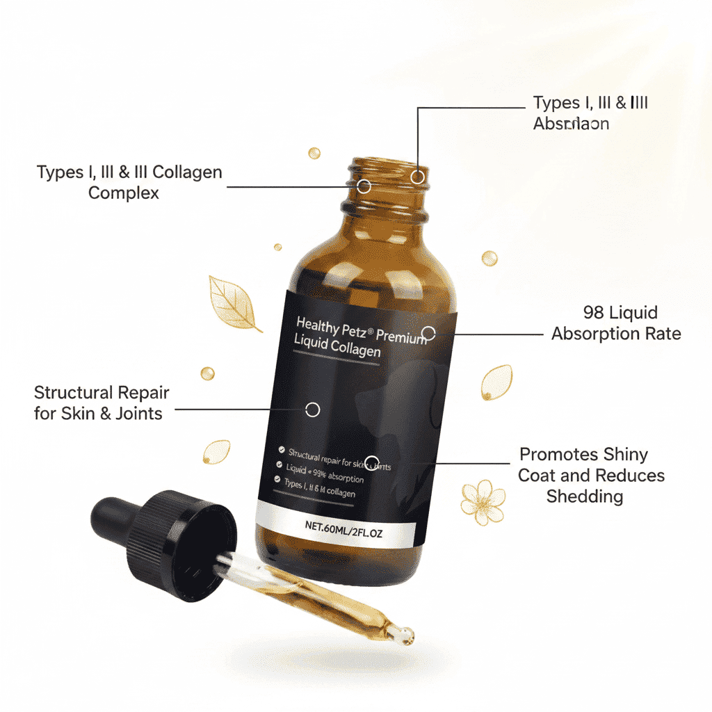 Liquid Collagen Pet Hair Supplement Drops 60 ml - Dog Health - TinPaw