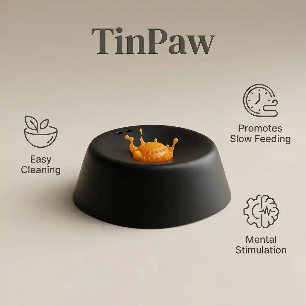 Large Slow Feed Dog Bowl With Interactive Rolling Ball - Slow Feeding Bowl - TinPaw