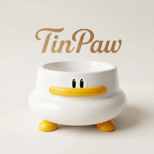 Steel Slow Feed Dog Bowl with Duck Design