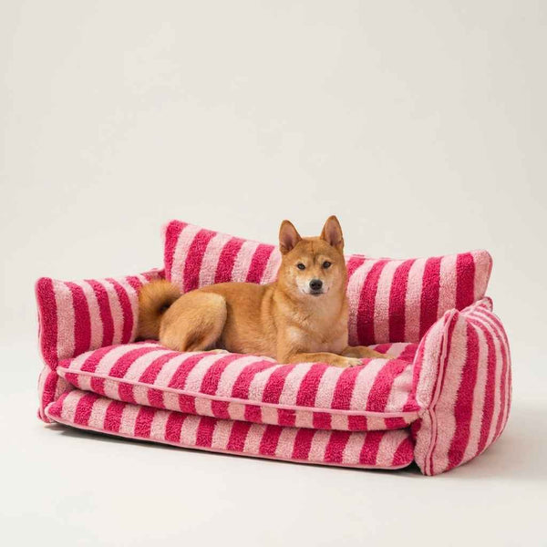 Striped Sofa Dog Bed – Removable, Washable Cover - Dog Beds & Furniture - TinPaw