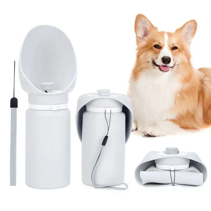 Foldable dog water bottle with slow feed bowl