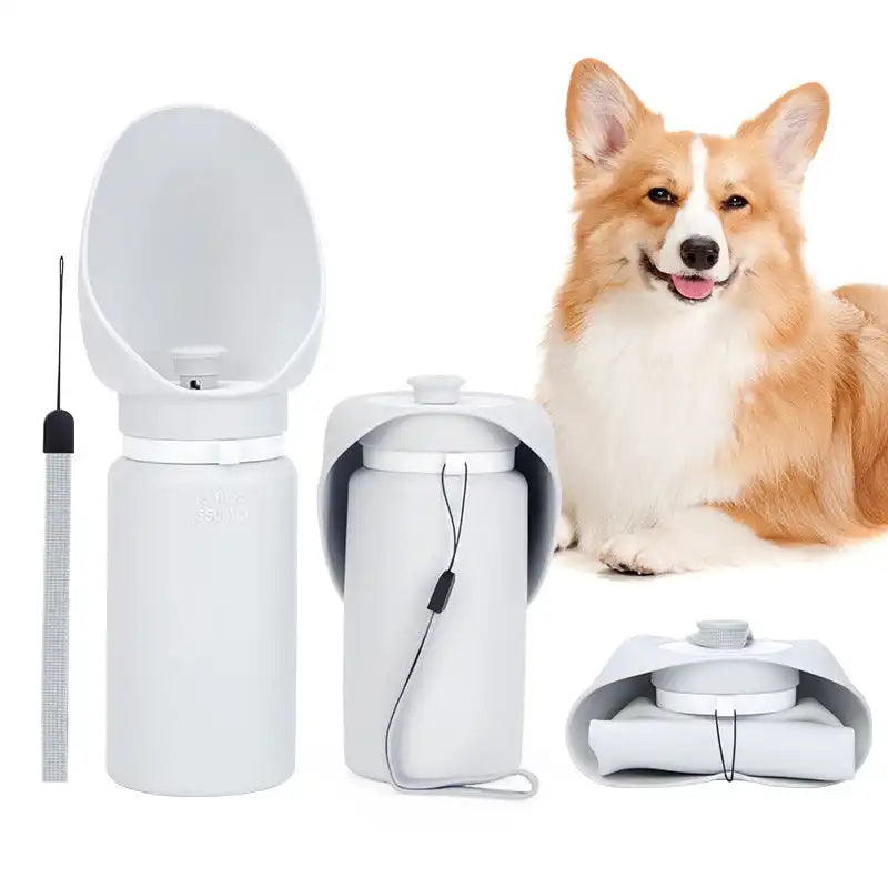 Foldable dog water bottle with slow feed bowl