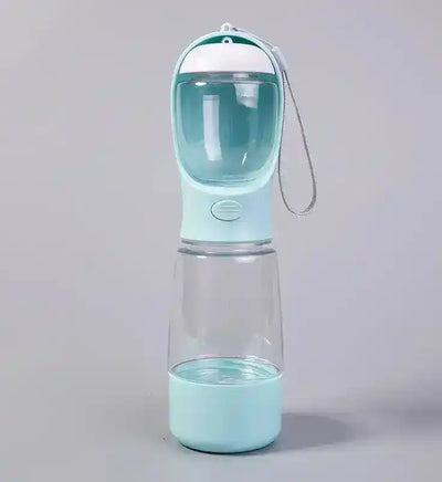 Mint green pet water bottle with clear container, strap loop, and white top lid | PicSEO 1786063192988