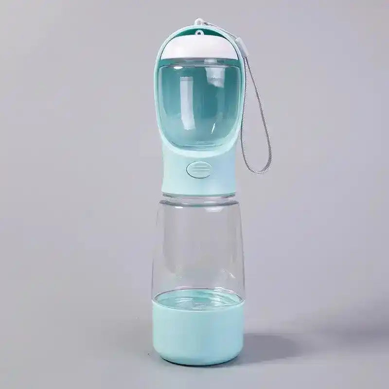Mint green pet water bottle with clear container, strap loop, and white top lid | PicSEO 1786063192988