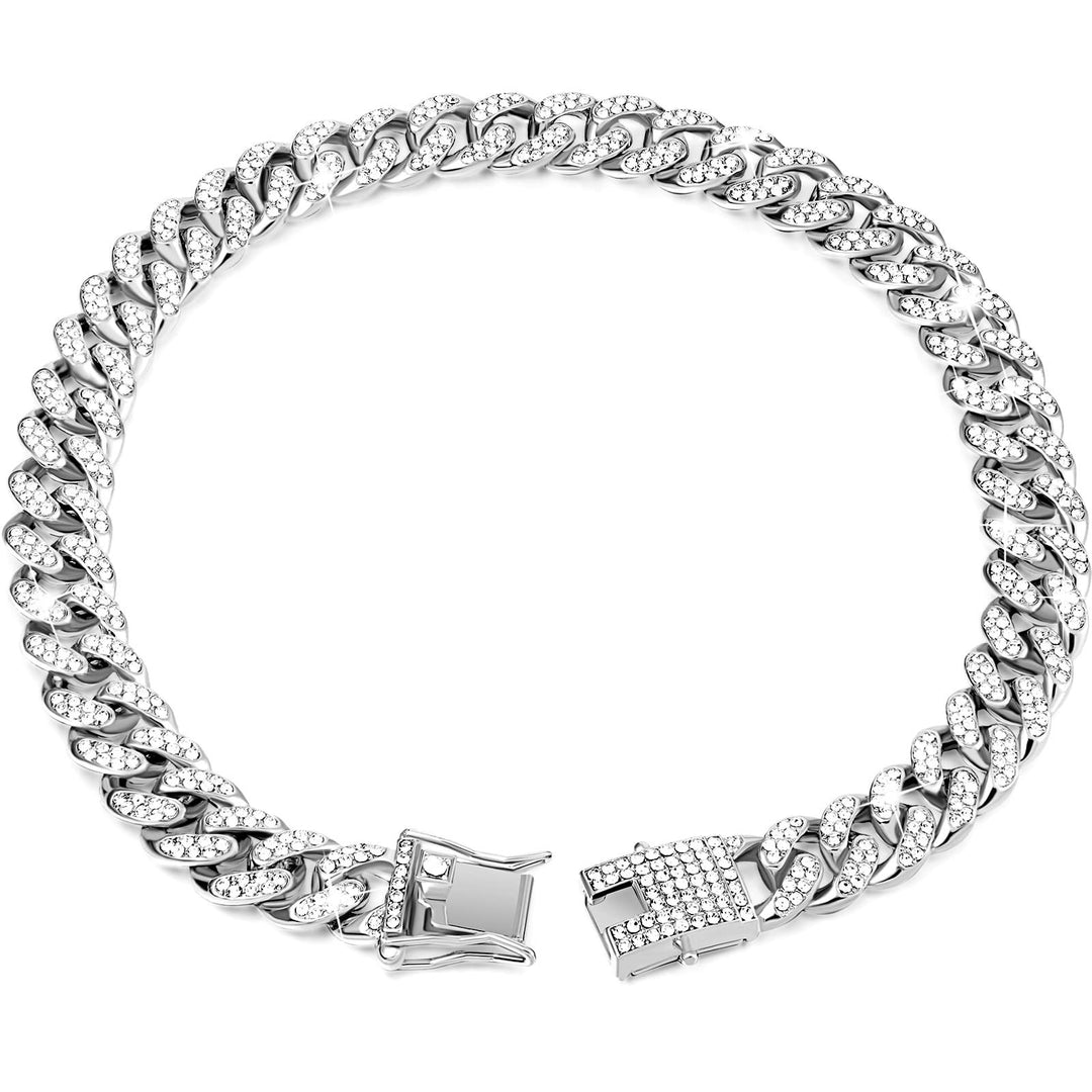 Hip-Hop Diamond Dog Collar – Cuban Chain with Lock Buckle | TinPaw