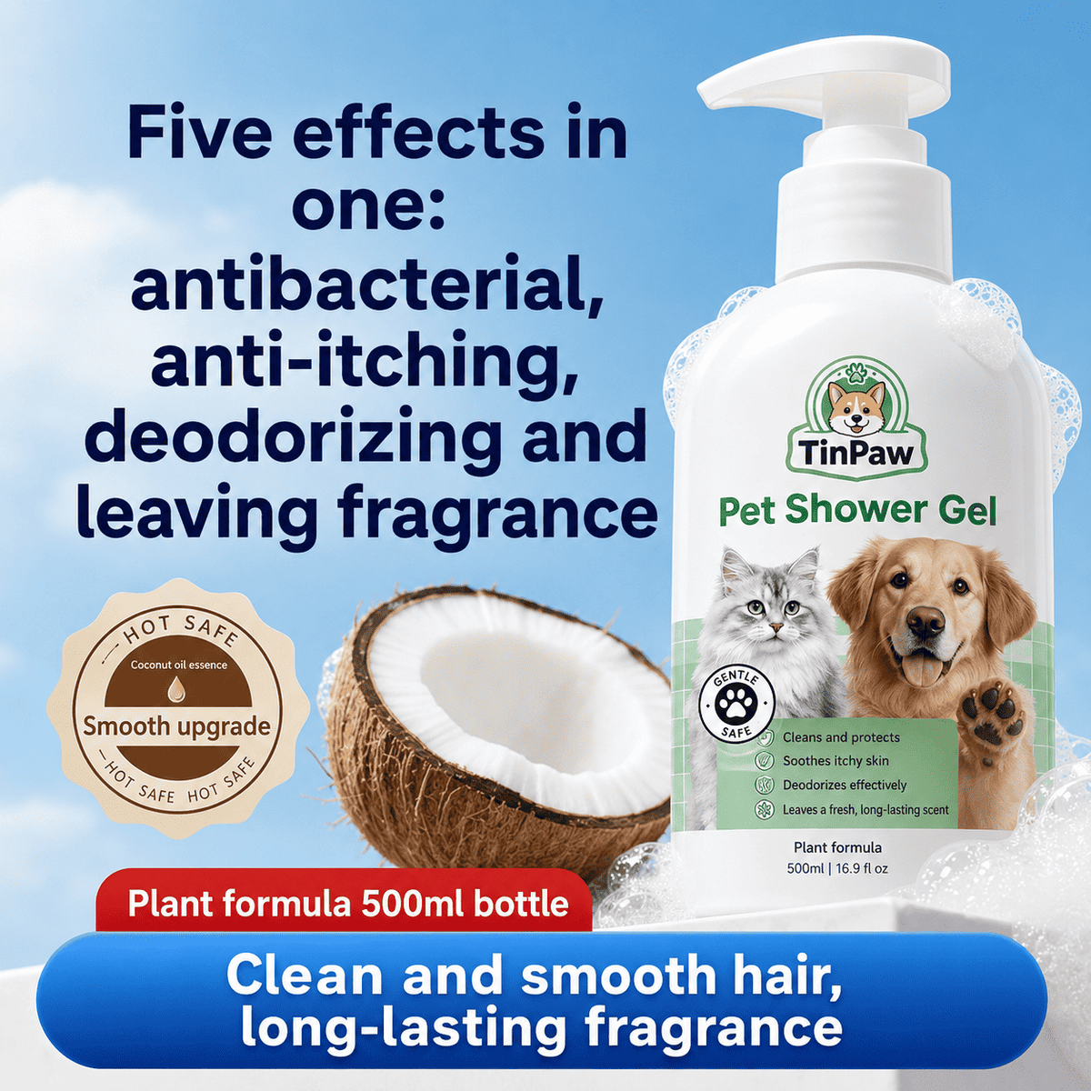 Antibacterial Pet Shampoo for Dogs and Cats 500 ml - Dog Shampoo - TinPaw
