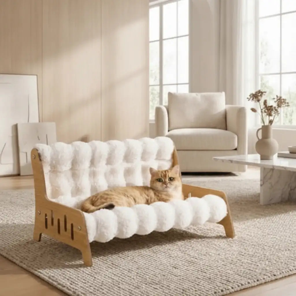 Cosy Pet Sleeping Nest for Dogs & Cats | Bubble Velvet Pet Sleeping Nest – Warm Scratch-Resistant | TinPaw