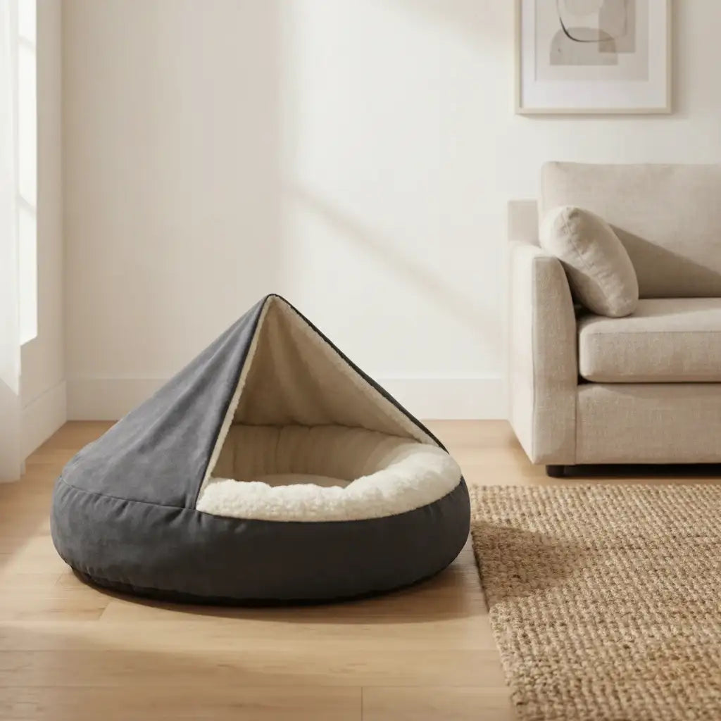 Plush Pet House with Cover & Blanket | Plush Dog House Bed – Cover & Blanket Included XS–L | TinPaw