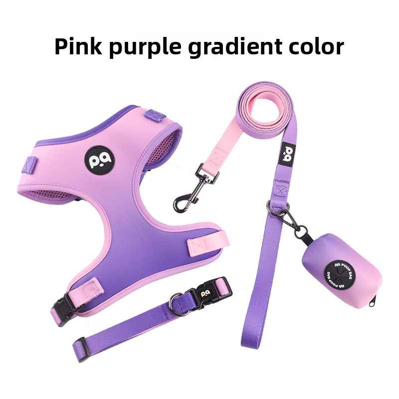 Adjustable Patterned Dog Collar And Leash Set - Dog Gear - TinPaw - Pink Purple Gradient - L - SU00367184 - Pink Purple Gradient - L