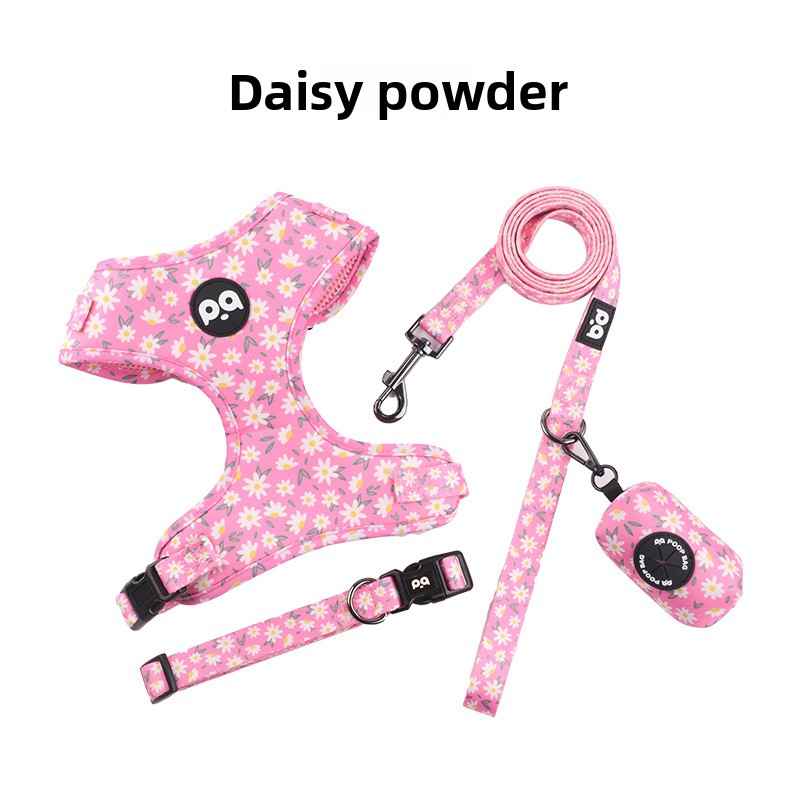 Adjustable Patterned Dog Collar And Leash Set - Dog Gear - TinPaw - Daisy Pink - L - SU00367184 - Daisy Pink - L