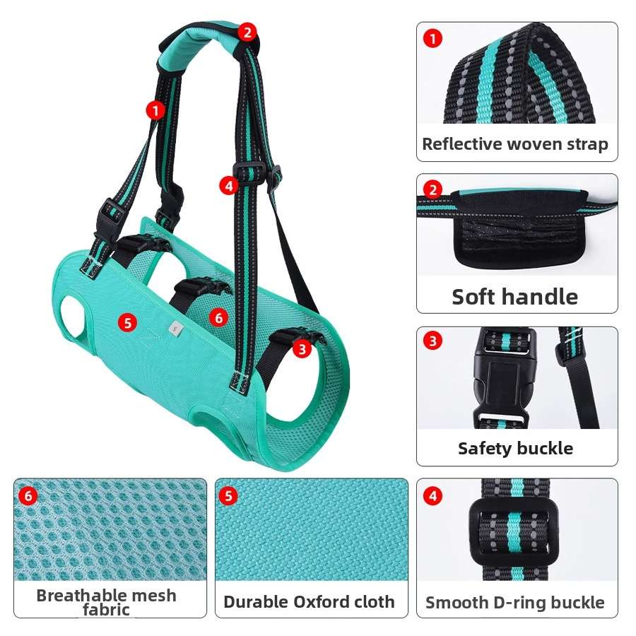 Adjustable Reflective Dog Support Harness & Leash - Dog Gear - TinPaw