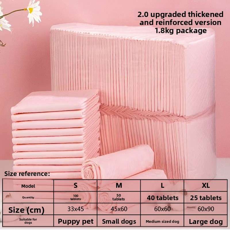Ultra Absorbent Pet Training Pads With Odor Control - Dog Diapers - TinPaw - Pink Thick M 45x60cm 50pcs - SU00108880 - Pink Thick M 45x60cm 50pcs