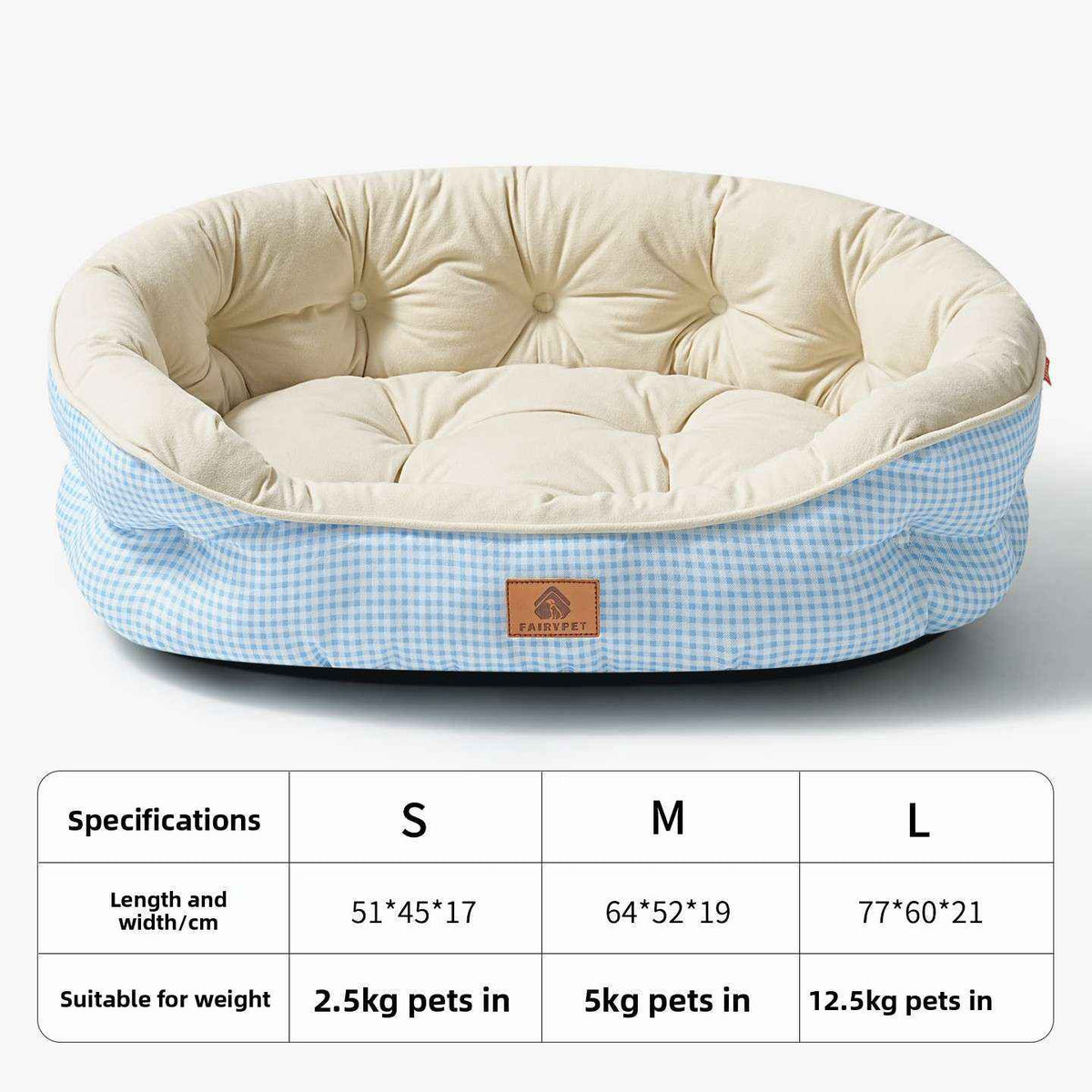 All - Season Plush Dog Bed With Optional Cooling Pad - Dog Beds & Furniture - TinPaw - Clear Sky Blue - S 51x45x17cm - SU00352669 - Clear Sky Blue - S 51x45x17cm