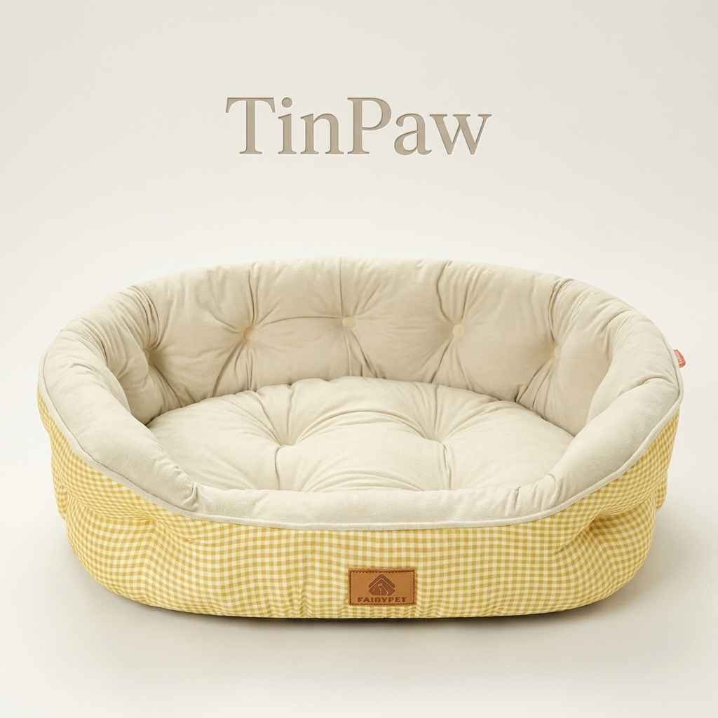 All - Season Plush Dog Bed With Optional Cooling Pad - Dog Beds & Furniture - TinPaw - Gardenia Yellow - S 51x45x17cm - SU00352669 - Gardenia Yellow - S 51x45x17cm