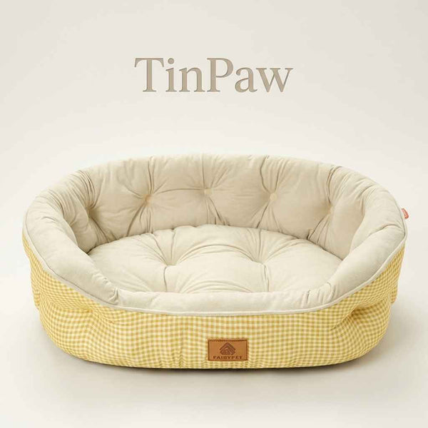 All - Season Plush Dog Bed With Optional Cooling Pad - Dog Beds & Furniture - TinPaw - Gardenia Yellow - S 51x45x17cm - SU00352669 - Gardenia Yellow - S 51x45x17cm