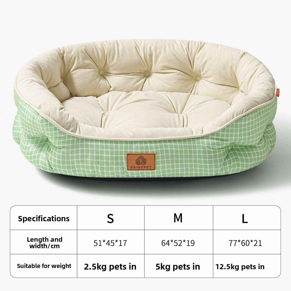 All - Season Plush Dog Bed With Optional Cooling Pad - Dog Beds & Furniture - TinPaw - Grass Green - S 51x45x17cm - SU00352669 - Grass Green - S 51x45x17cm