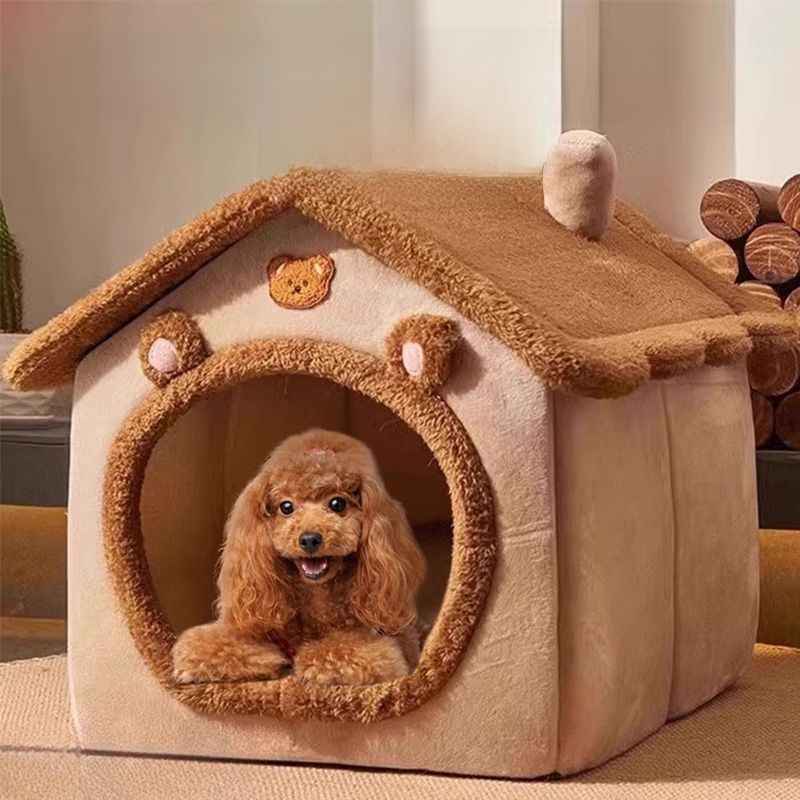 Washable Dog House Bed – Cozy All - Season Pet Nest - Dog Beds & Furniture - TinPaw - Brown Bear House Nest - M 40x35x35cm ?12kg - SU00109155 - Brown Bear House Nest - M 40x35x35cm ?12kg