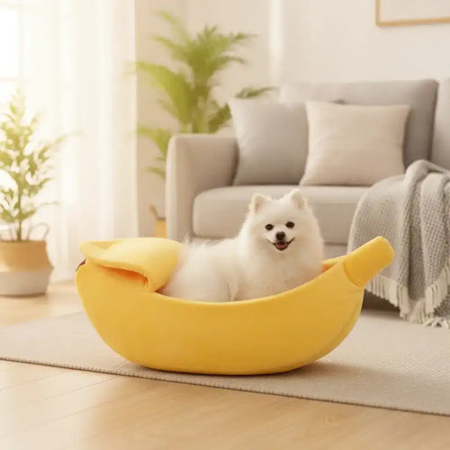 Banana Dog Bed Boat for Small Pets – Cozy Nest Design - Dog Beds & Furniture - TinPaw
