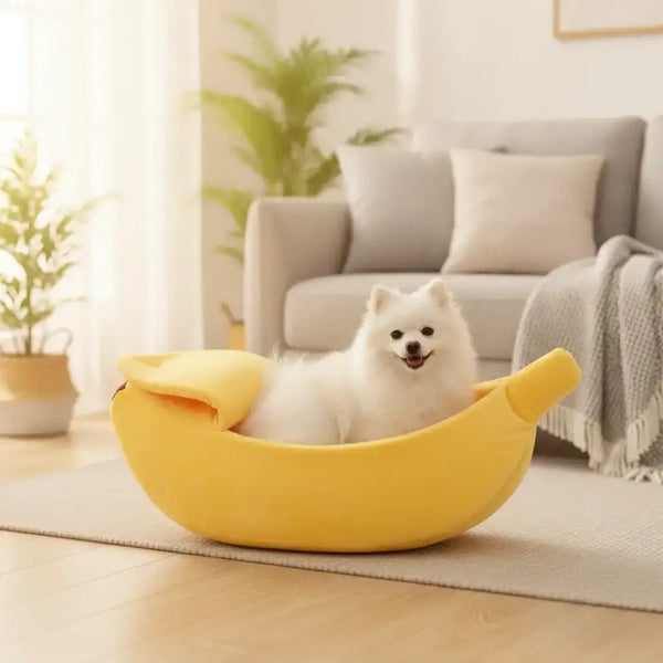Banana Dog Bed Boat for Small Pets – Cozy Nest Design - Dog Beds & Furniture - TinPaw