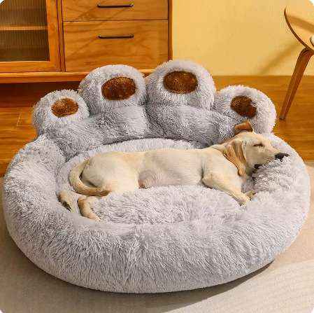 Bear Paw Dog Bed Nest – Soft, Cozy All - Season Design - Dog Beds & Furniture - TinPaw - Premium gray - Diameter 130cm - SU00139202 - Premium gray - Diameter 130cm