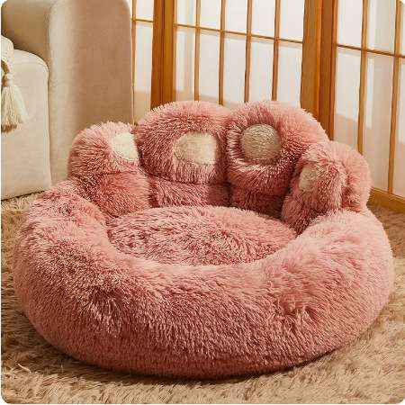 Bear Paw Dog Bed Nest – Soft, Cozy All - Season Design - Dog Beds & Furniture - TinPaw - Fairy powder - Diameter 90cm - SU00139202 - Fairy powder - Diameter 90cm