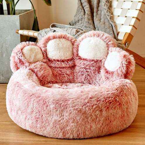 Bear Paw Dog Bed Nest – Soft, Cozy All - Season Design - Dog Beds & Furniture - TinPaw - Double silk red - Diameter 110cm - SU00139202 - Double silk red - Diameter 110cm