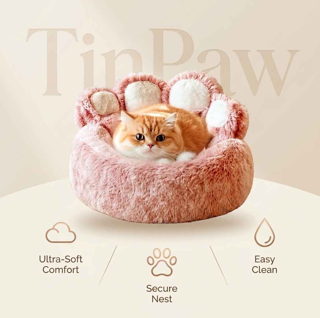 Bear Paw Dog Bed Nest – Soft, Cozy All - Season Design - Dog Beds & Furniture - TinPaw