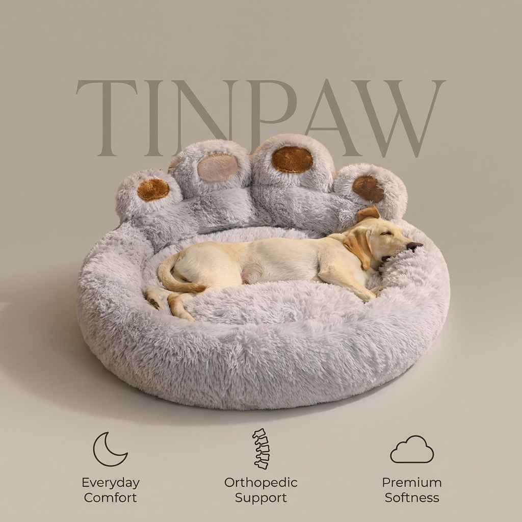 Bear Paw Dog Bed Nest – Soft, Cozy All - Season Design - Dog Beds & Furniture - TinPaw