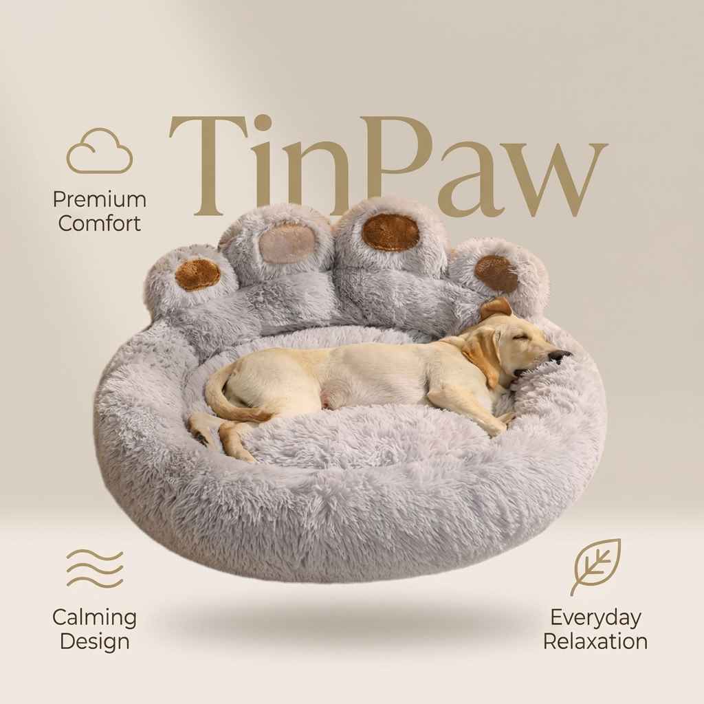 Bear Paw Dog Bed Nest – Soft, Cozy All - Season Design - Dog Beds & Furniture - TinPaw