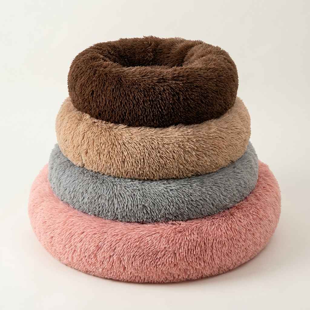 Calming Round Plush Pet Bed for Dogs and Cats - Dog Beds & Furniture - TinPaw