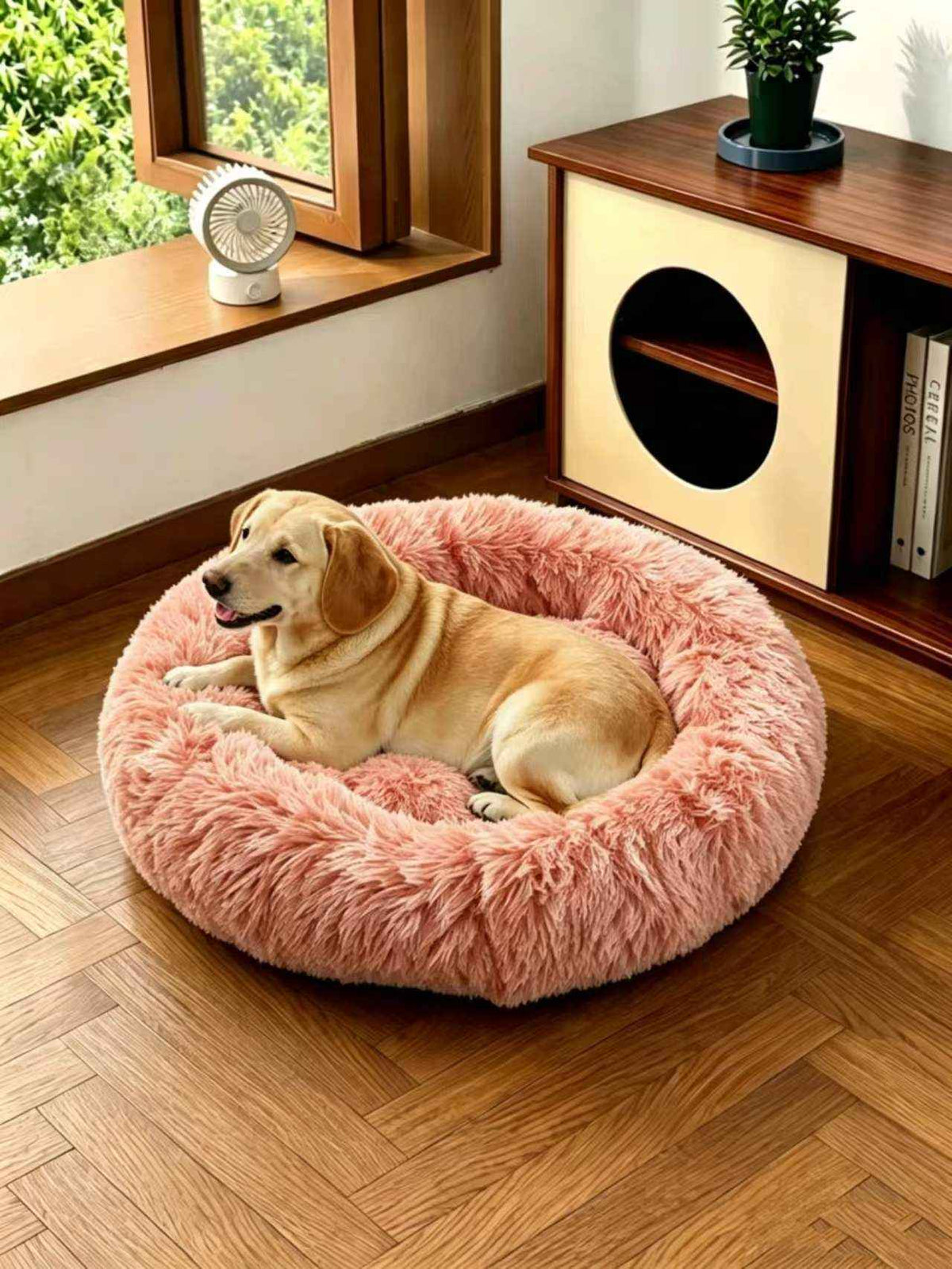 Calming Round Plush Pet Bed for Dogs and Cats - Dog Beds & Furniture - TinPaw - Lotus - S - SUPEFDB00003 - AA