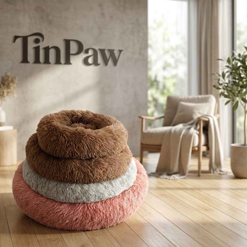 Calming Round Plush Pet Bed for Dogs and Cats - Dog Beds & Furniture - TinPaw