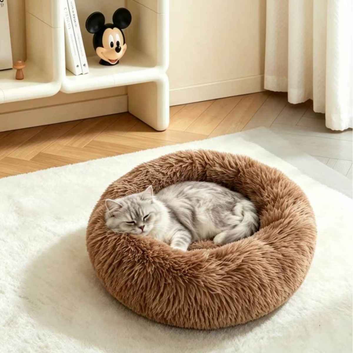 Calming Round Plush Pet Bed for Dogs and Cats - Dog Beds & Furniture - TinPaw