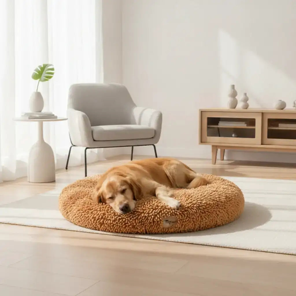 Chenille Round Pet Bed – Washable | Chenille Round Dog Bed – Soft Washable Sofa Cushion | TinPaw