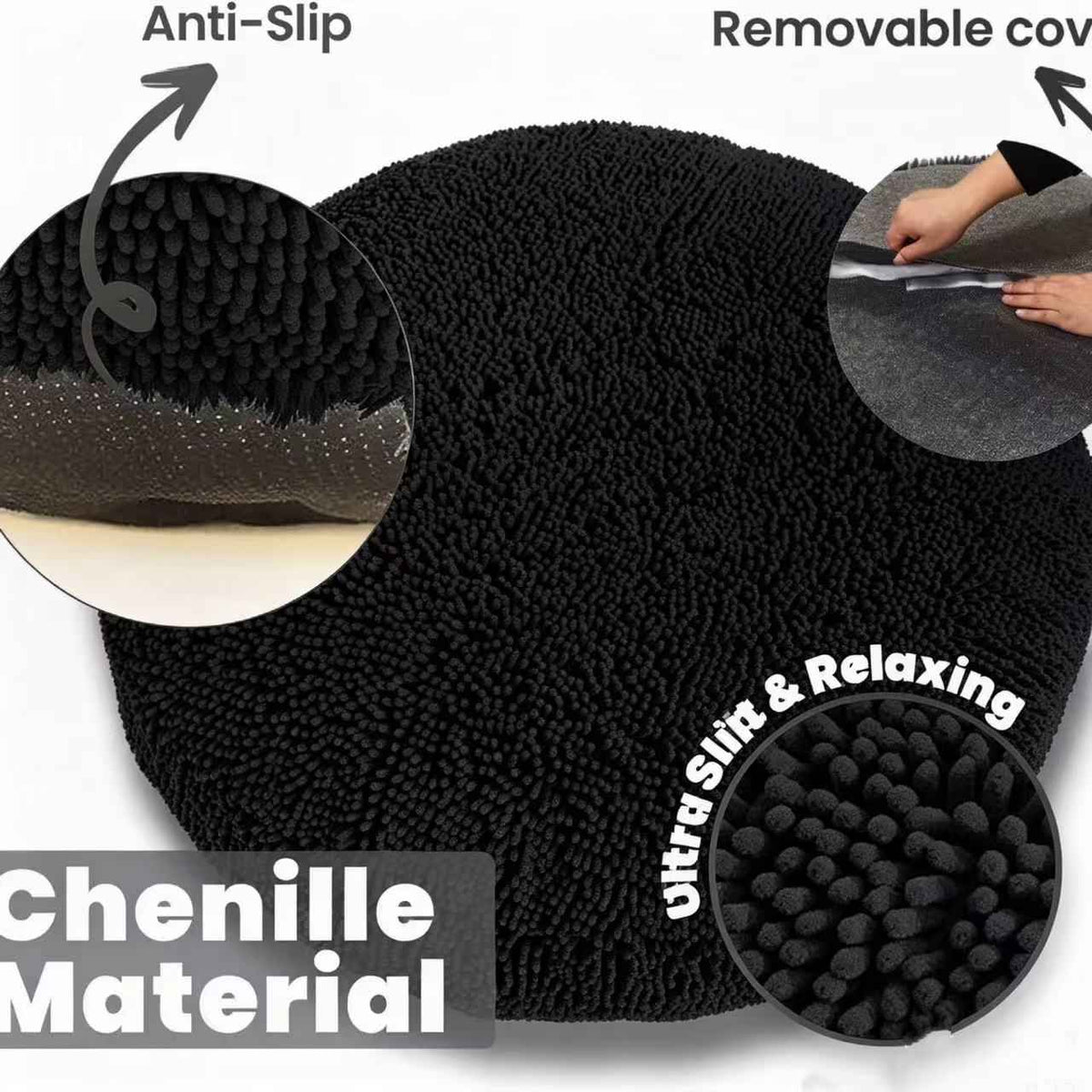 Chenille Round Dog Bed – Washable Nest Design - Dog Beds & Furniture - TinPaw