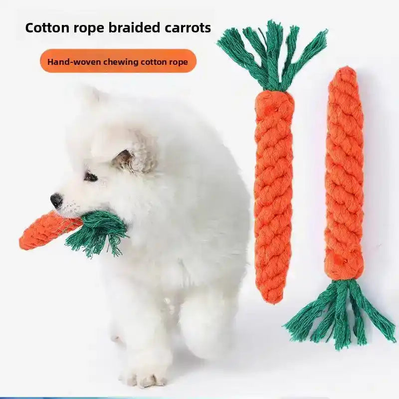 Cotton Rope Carrot Dog Chew Toy For Dental Health - Dog Toys - TinPaw