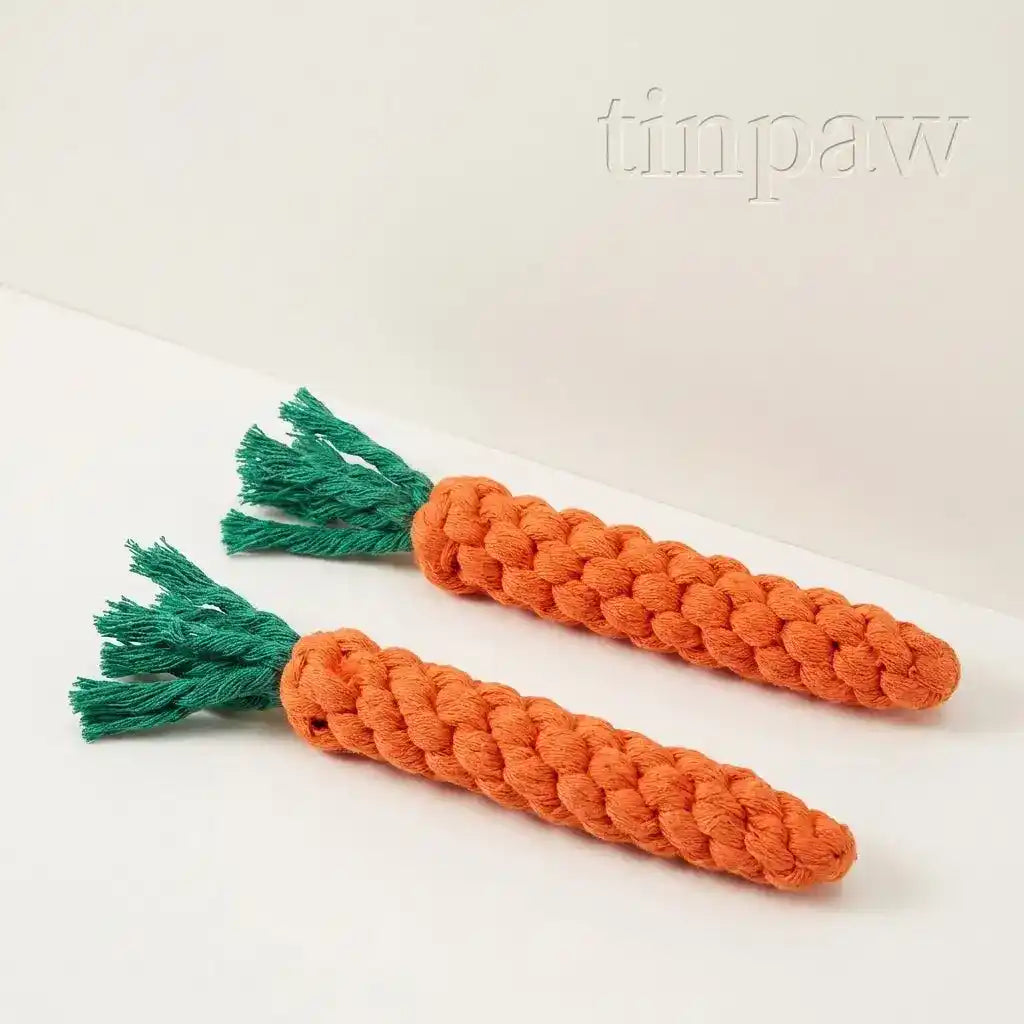 Cotton Rope Carrot Dog Chew Toy For Dental Health - Dog Toys - TinPaw