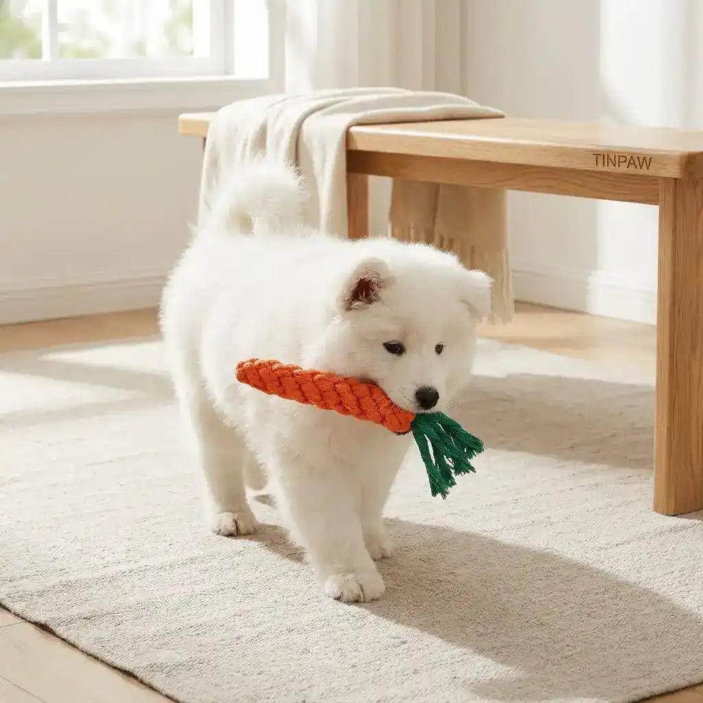 Cotton Rope Carrot Dog Chew Toy For Dental Health - Dog Toys - TinPaw