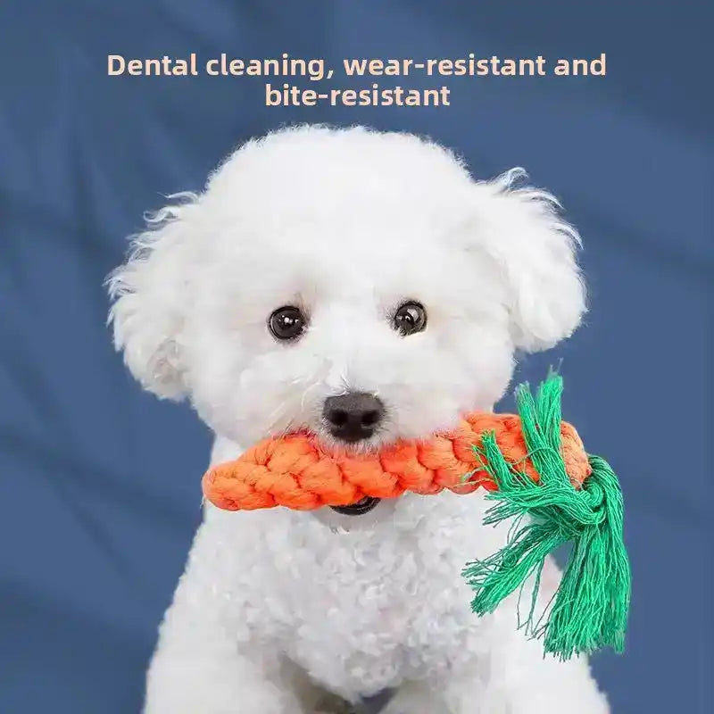 Cotton Rope Carrot Dog Chew Toy For Dental Health - Dog Toys - TinPaw