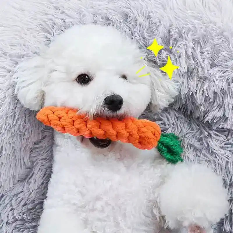 Cotton Rope Carrot Dog Chew Toy For Dental Health - Dog Toys - TinPaw