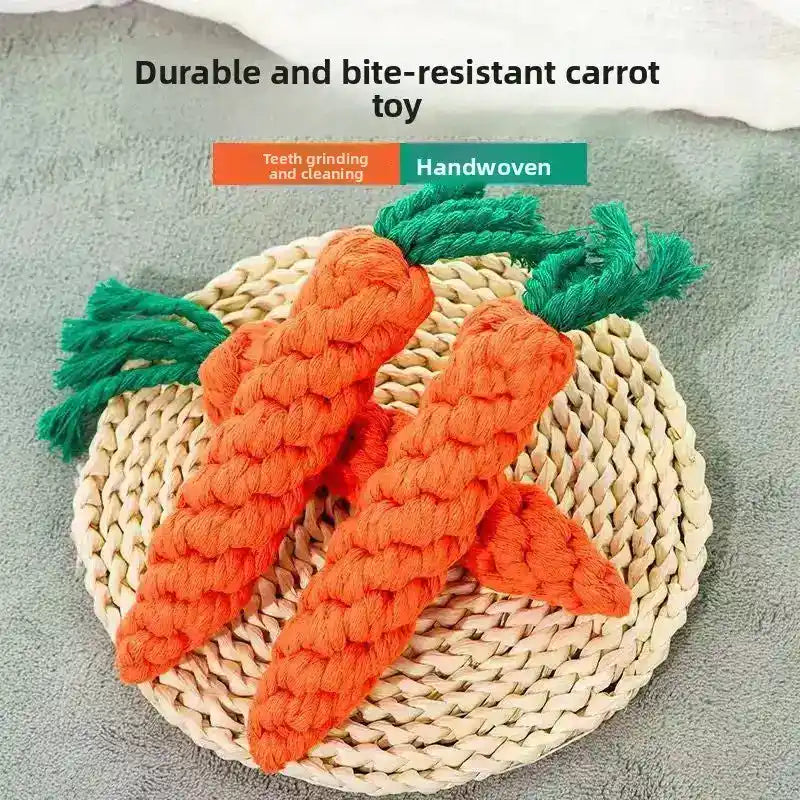 Cotton Rope Carrot Dog Chew Toy For Dental Health - Dog Toys - TinPaw