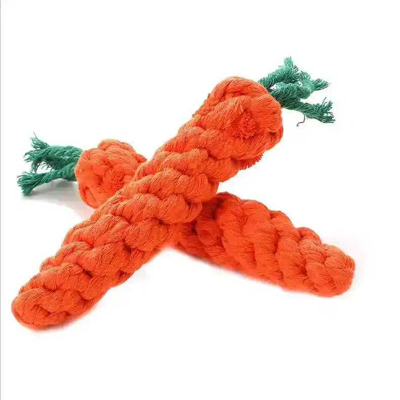 Cotton Rope Carrot Dog Chew Toy For Dental Health - Dog Toys - TinPaw